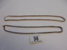Two silver neck chains, 29 grams.