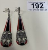 A pair of silver & marcasite art deco style earrings