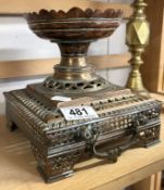 A Chinese repousse brass & copper incense burner