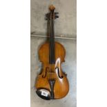 An antique continental violin labelled Copie-De Albani-Palermo 1633
