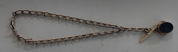 A Victorian Albert 9ct gold watch chain, approx chain weight 42g (total weight 52 grams).