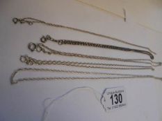 Five silver neck chains. 22 grams.