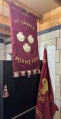 A Grimsby scout flag on staff & A Processional banner for Deeping St James Burnt Fed (Scout flag A/