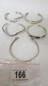 Five silver bangles. 85 grams.