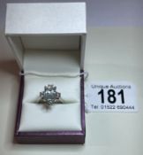 An impressive 18ct white gold aquamarine & diamond ring of 2.6 cts approximately. 4.1 grams, Size M