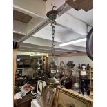 A lovely brass & enamel chandelier