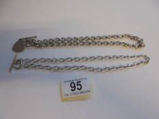 Two silver neck chains, 78 grams.