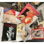 A collection of books on Marilyn Monroe