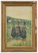 FAUSTO ZONARO. Watercolor "THREE GIRLS"