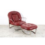 CARLO DE CARLI. Armchair with pouf mod. 915 for CINOVA