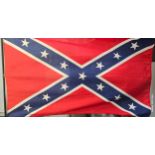 Large Modern confederate flag mounted on a flag pole. Also a small eagle pennant/flag mounted on a