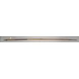 A British cavalry lance, late 19th century, 108” overall, tapered ash haft with 18” leather covering