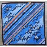 HERMES, silk scarf, Les Courses designed by Yves Benoist-GironiÃ¨re, 90cm x 87cm, with box.