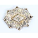 An antique hallmarked 9ct gold diamond brooch, length 33mm, gross weight 4.1g.