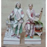 A pair of rare Ralph Wood Staffordshire pearlware figures Geoffrey Chaucer & Issac Newton, circa