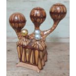John Southworth Prescott (b1939), "Six Globes", jewellery casket, marquetry inlaid mixed wood, three
