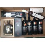 Nine bottles of assorted port including Maynard's 40 Years Old Aged Tawny, Penfolds Father Grand