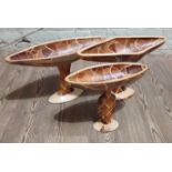 John Southworth Prescott (b1939), a group of three parquetry pedestal dishes, signed and dated 1987,