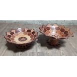 John Southworth Prescott (b1939), a matched pair of similar parquetry pedestal bowls, unsigned,
