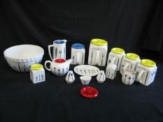 Bristol Longline kitchenware by Pountney & Co. Ltd to include: tea, coffee & sugar lidded pots,