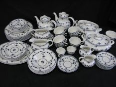 Royal Doulton Yorktown part tea and dinnerware to comprise: seven tea cups, ten 15.5cm saucers,
