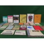 Box of owners handbooks and manuals for: Land Rover Series III, Morris 1100, Ford Thames 10cwt,