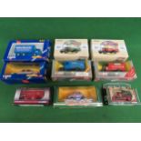 Nine boxed 1980's, 1990's and 2000's diecast model cars, lorries and buses from Corgi including five