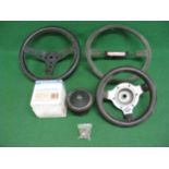 10' dished steering wheel and a boxed Boss adapter kit for Ford Cortina Mk3, Fiesta (to 1983) and