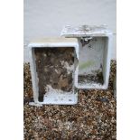 Two Belfast butler sink planters, largest measuring W 45cm H62cm, D 26cm