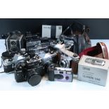 Quantity of 35mm and medium format film cameras and accessories to include Zeiss Icon, Coronet 12
