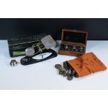 Set of boxed 'The Airweigh letter balance' weighing scales together with a selection of weights
