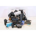 Quantity of film cameras, lenses and photographic accessories to include Chinon 35E-II range finder,