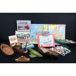 Collection of mixed toys and games to include quantity of wooden model boats and bodies including