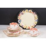 Royal Doulton pansy plate together with a Wileman & Co Foley part tea set in shell form design