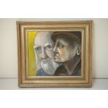 Ron Wood, self-portrait with renowned artist believed to be Robert Lenkiewicz, oil on board, 28.