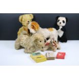 Collection of six mid 20th c onwards teddies to include Steiff Bully dog, Hermann, etc, vg