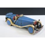 Meccano Outfit No 2 Constructor Car in main body blue, red interior, cream trim and tyres, with