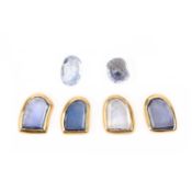 † A COLLECTION OF MOUNTED AND UNSET SAPPHIRES, including; two unset oval shaped sapphires,