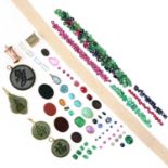 † A LARGE COLLECTION OF LOOSE AND MOUNTED GEMSTONES, comprising; emeralds, rubies, sapphires,