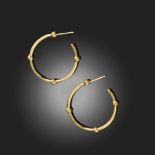 TIFFANY & CO, A PAIR OF GOLD HOOP EARRINGS, with spherical accents, signed Tiffany & Co and