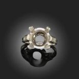 BOUCHERON, A DIAMOND-SET RING MOUNT set with a baguette-cut diamond to each shoulder, in platinum,