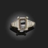 BOUCHERON, A DIAMOND-SET RING MOUNT, with tapering baguette-cut diamond-set shoulders, in