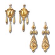 TWO PAIRS OF VICTORIAN GOLD EARRINGS, gross weight 15g