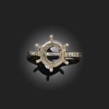 BOUCHERON, A DIAMOND-SET RING MOUNT, with circular-cut diamond-set shoulders, in platinum, signed