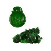TWO CARVED LOOSE JADEITE PLAQUES, 1.6cm, 2.2cm Accompanied by report number 5201582865 dated 24th