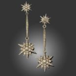 H. STERN, A PAIR OF DIAMOND-SET STAR EARRINGS, designed as a smaller star suspending a larger