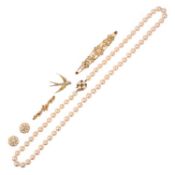 ASSORTED GOLD JEWELLERY, EDWARDIAN AND LATER, comprising a pair of diamond cluster earrings, in