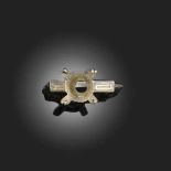 BOUCHERON, A DIAMOND-SET RING MOUNT, set with a baguette-cut diamond to each shoulder, in