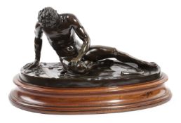 A BRONZE GRAND TOUR FIGURE OF THE CAPITOLINE DYING GAUL AFTER THE ANTIQUE, 19TH CENTURY with a