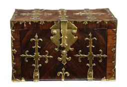 λ A ROSEWOOD AND GILT BRASS MOUNTED COFFRE FORT OR STRONG BOX LATE 17TH / EARLY 18TH CENTURY with